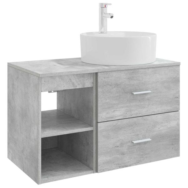 Комплект мебели за баня 2 pcs Бетонно сиво Инженерна дървесина