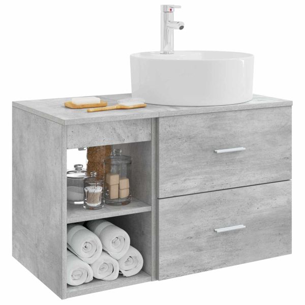 Комплект мебели за баня 2 pcs Бетонно сиво Инженерна дървесина