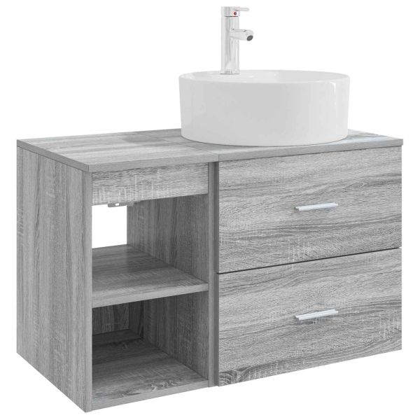Комплект мебели за баня 2 pcs Сив Сонома Инженерна дървесина