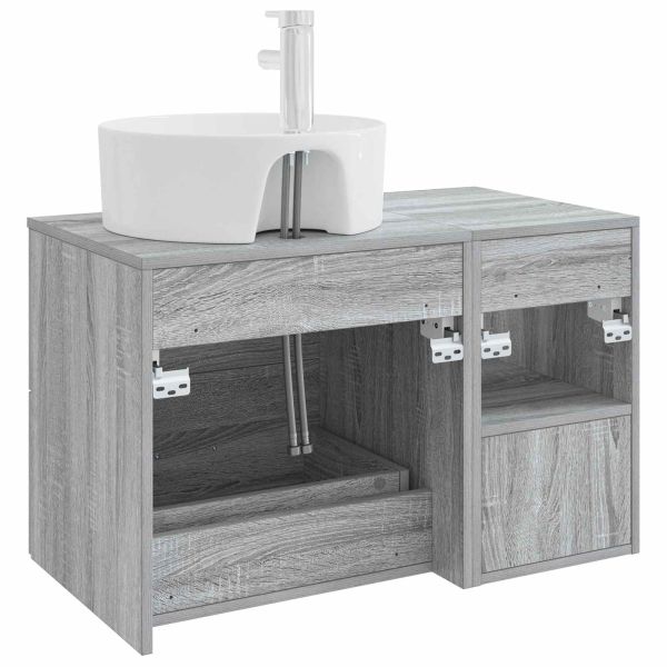 Комплект мебели за баня 2 pcs Сив Сонома Инженерна дървесина