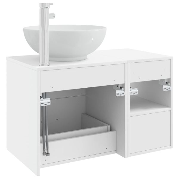 Комплект мебели за баня 2 pcs Бяло Инженерна дървесина