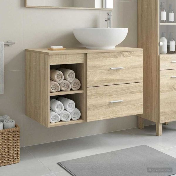 Комплект мебели за баня 2 pcs Дъб сонома Инженерна дървесина