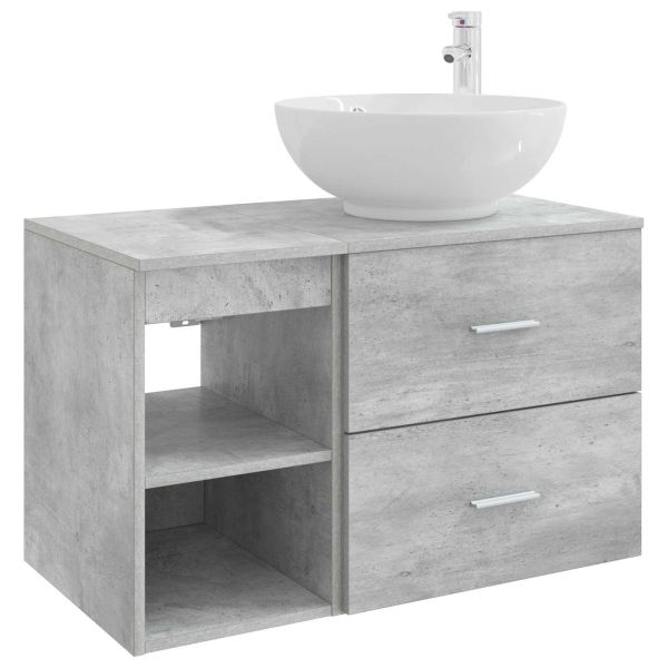 Комплект мебели за баня 2 pcs Бетонно сиво Инженерна дървесина