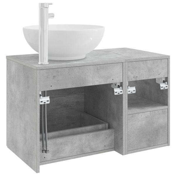 Комплект мебели за баня 2 pcs Бетонно сиво Инженерна дървесина