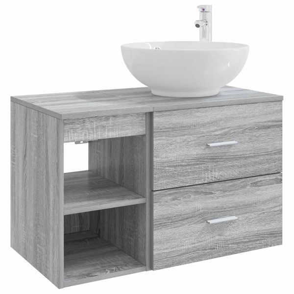 Комплект мебели за баня 2 pcs Сив Сонома Инженерна дървесина