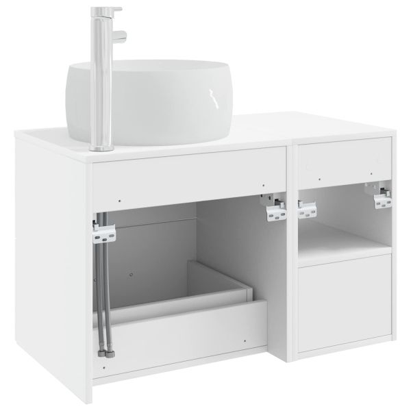 Комплект мебели за баня 2 pcs Бяло Инженерна дървесина