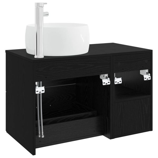 Комплект мебели за баня 2 pcs Черен дъб Инженерна дървесина