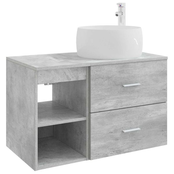 Комплект мебели за баня 2 pcs Бетонно сиво Инженерна дървесина
