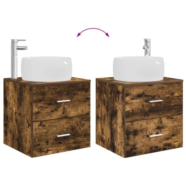 Комплект мебели за баня 2 pcs Опушен дъб Инженерна дървесина
