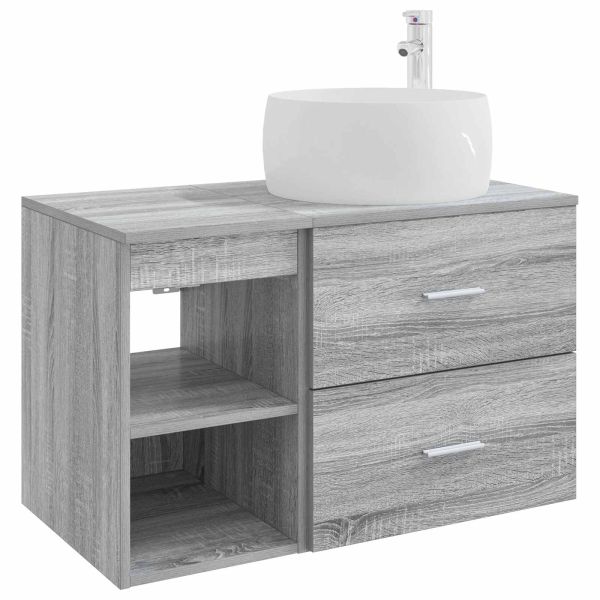 Комплект мебели за баня 2 pcs Сив Сонома Инженерна дървесина