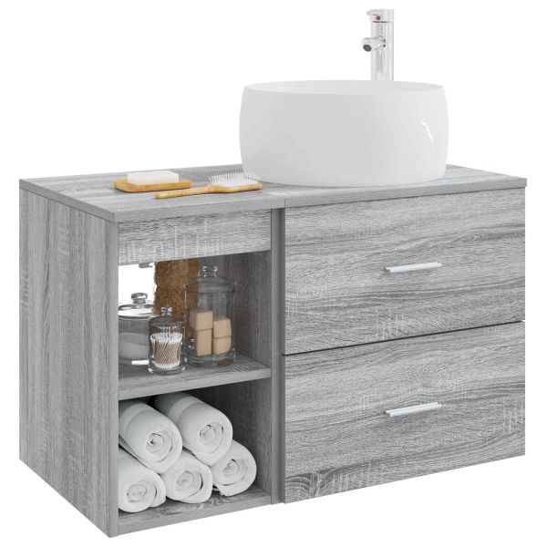 Комплект мебели за баня 2 pcs Сив Сонома Инженерна дървесина
