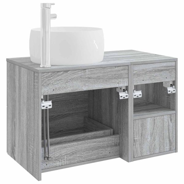 Комплект мебели за баня 2 pcs Сив Сонома Инженерна дървесина