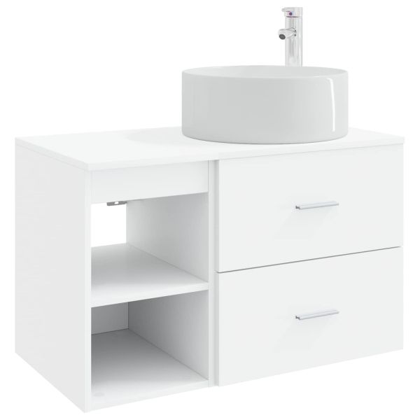 Комплект мебели за баня 2 pcs Бяло Инженерна дървесина