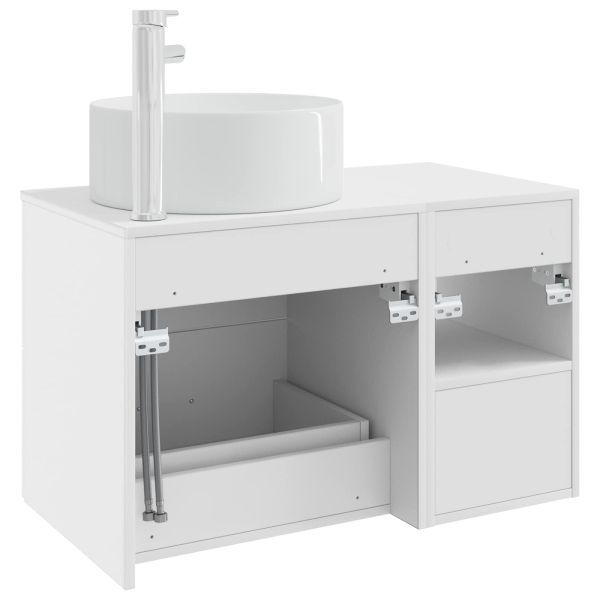 Комплект мебели за баня 2 pcs Бяло Инженерна дървесина