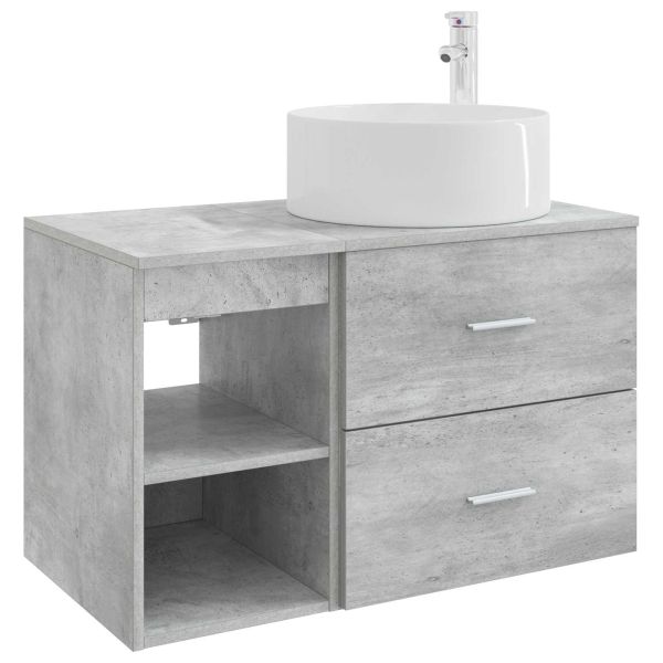 Комплект мебели за баня 2 pcs Бетонно сиво Инженерна дървесина