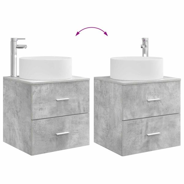 Комплект мебели за баня 2 pcs Бетонно сиво Инженерна дървесина