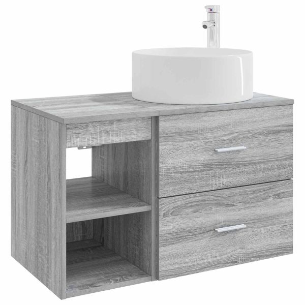 Комплект мебели за баня 2 pcs Сив Сонома Инженерна дървесина