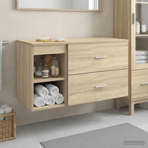 Комплект мебели за баня 2 pcs Дъб сонома Инженерна дървесина