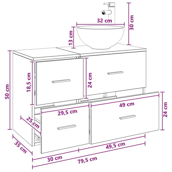 Комплект мебели за баня 2 pcs Опушен дъб Инженерна дървесина