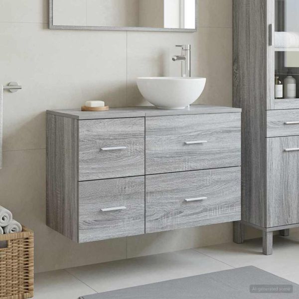 Комплект мебели за баня 2 pcs Сив Сонома Инженерна дървесина