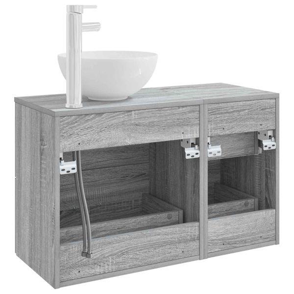Комплект мебели за баня 2 pcs Сив Сонома Инженерна дървесина