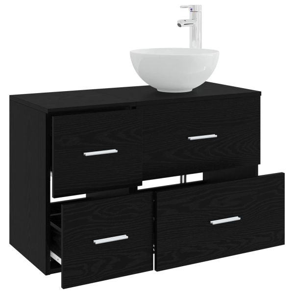 Комплект мебели за баня 2 pcs Черен дъб Инженерна дървесина