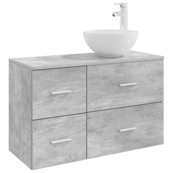 Комплект мебели за баня 2 pcs Бетонно сиво Инженерна дървесина