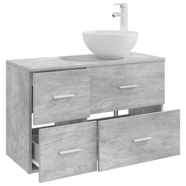 Комплект мебели за баня 2 pcs Бетонно сиво Инженерна дървесина
