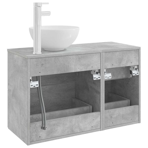 Комплект мебели за баня 2 pcs Бетонно сиво Инженерна дървесина