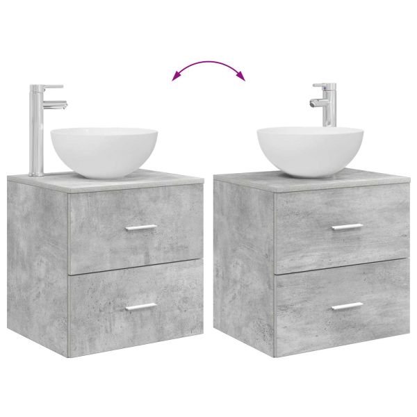 Комплект мебели за баня 2 pcs Бетонно сиво Инженерна дървесина