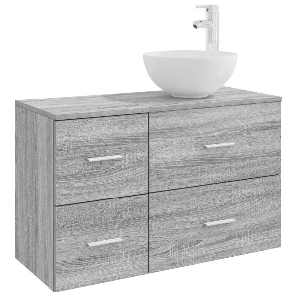 Комплект мебели за баня 2 pcs Сив Сонома Инженерна дървесина