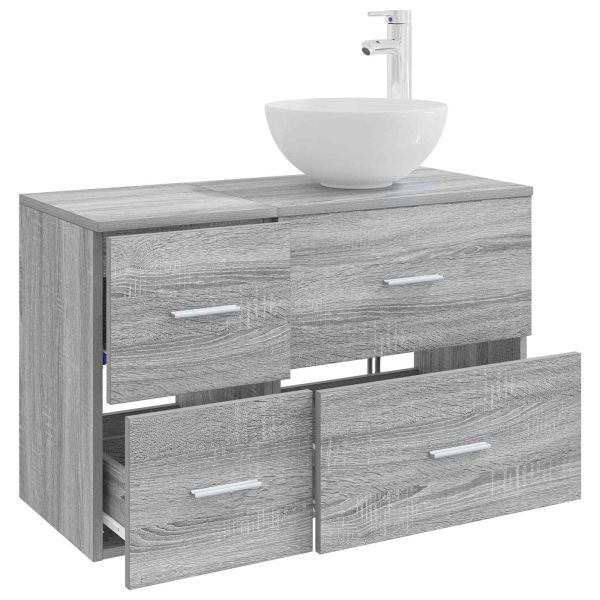 Комплект мебели за баня 2 pcs Сив Сонома Инженерна дървесина
