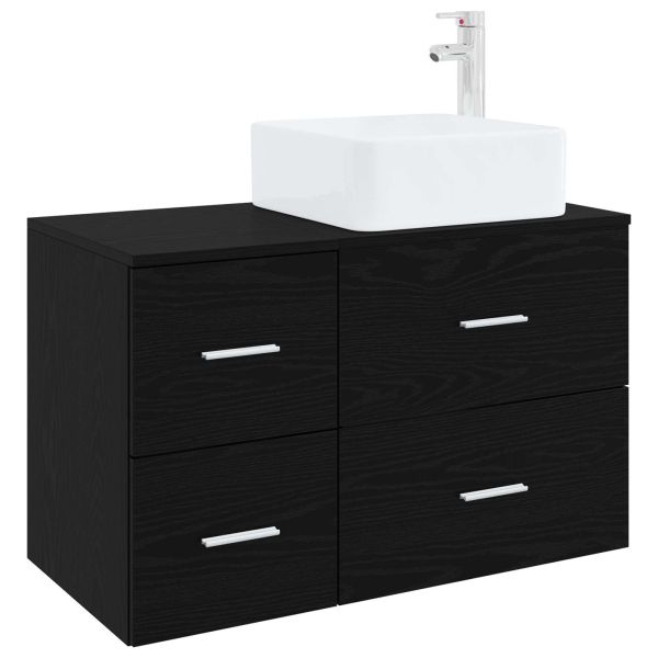 Комплект мебели за баня 2 pcs Черен дъб Инженерна дървесина