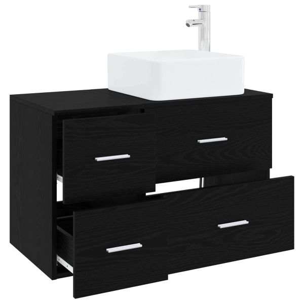 Комплект мебели за баня 2 pcs Черен дъб Инженерна дървесина