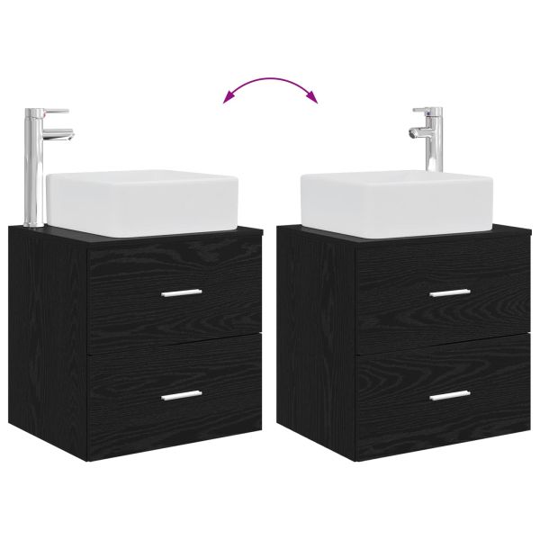 Комплект мебели за баня 2 pcs Черен дъб Инженерна дървесина