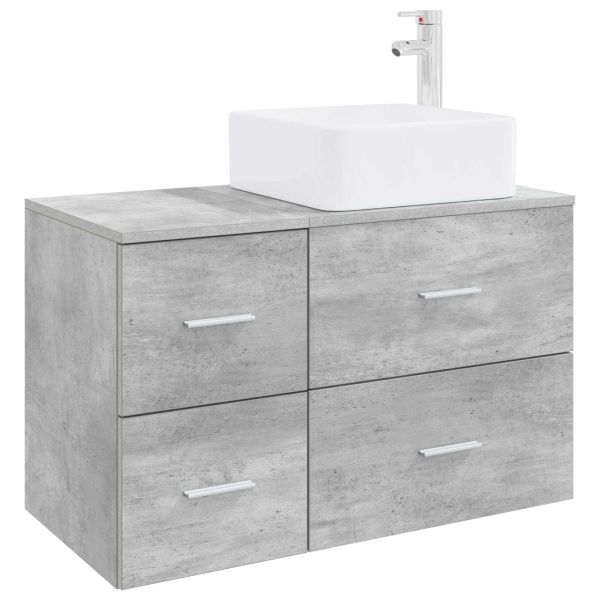 Комплект мебели за баня 2 pcs Бетонно сиво Инженерна дървесина