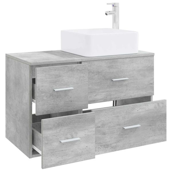 Комплект мебели за баня 2 pcs Бетонно сиво Инженерна дървесина