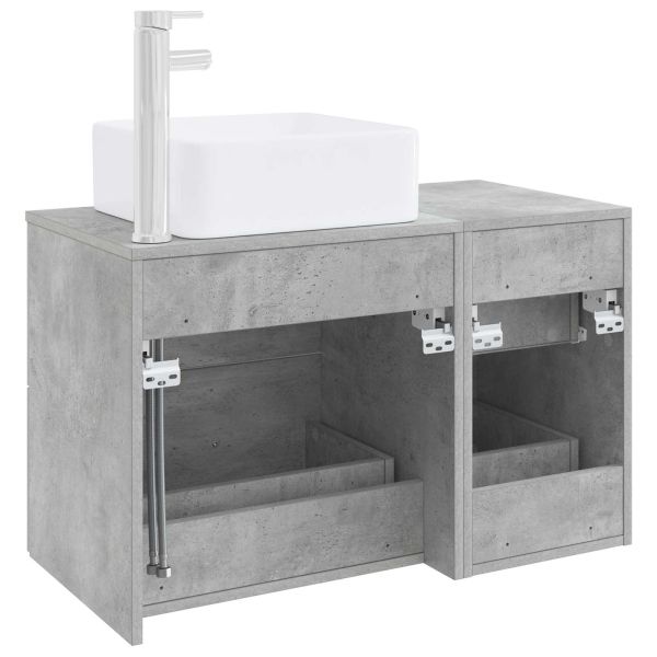 Комплект мебели за баня 2 pcs Бетонно сиво Инженерна дървесина