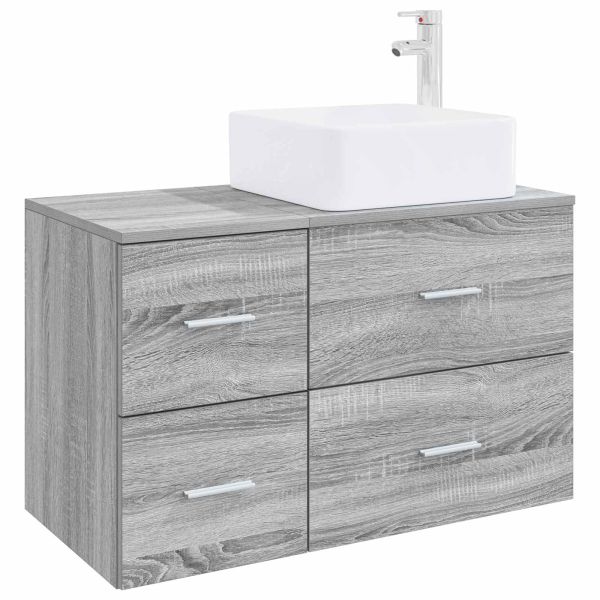 Комплект мебели за баня 2 pcs Сив Сонома Инженерна дървесина
