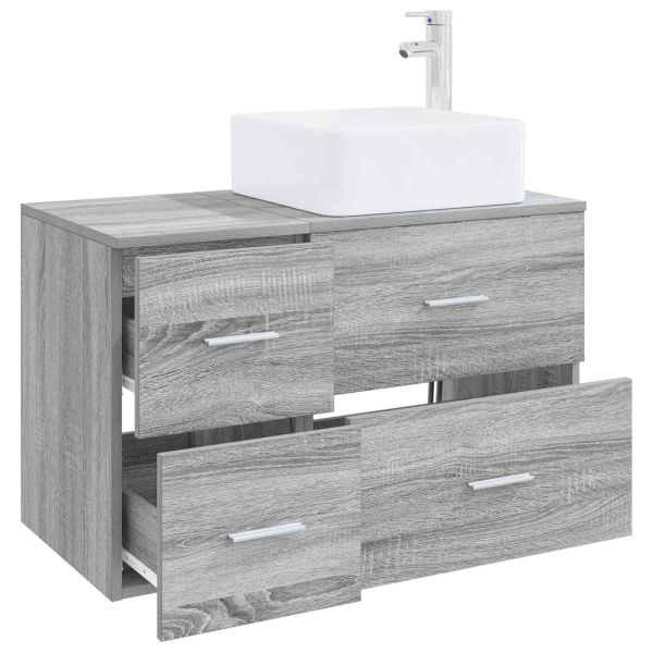 Комплект мебели за баня 2 pcs Сив Сонома Инженерна дървесина