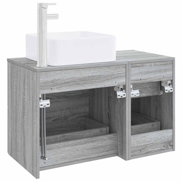 Комплект мебели за баня 2 pcs Сив Сонома Инженерна дървесина