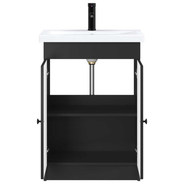 Комплект мебели за баня Черно 56 x 37,5 x 81 см