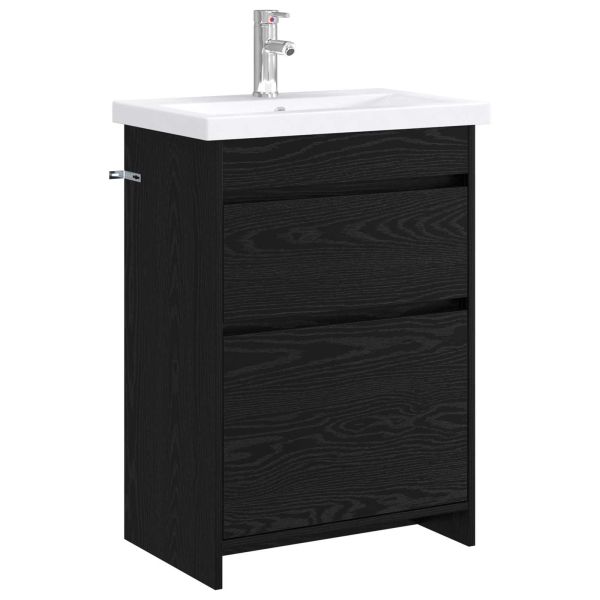 Комплект мебели за баня Черен дъб 61 x 40 x 84,5 см