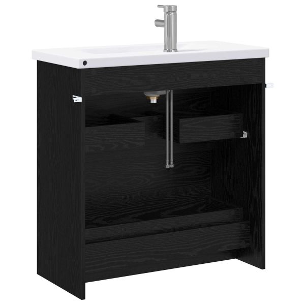 Комплект мебели за баня Черен дъб 81 x 40 x 84,5 см