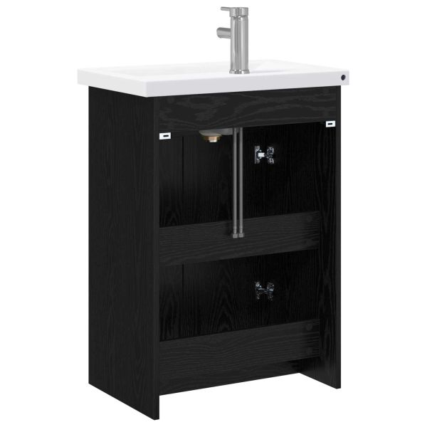Комплект мебели за баня Черен дъб 61 x 40 x 84,5 см