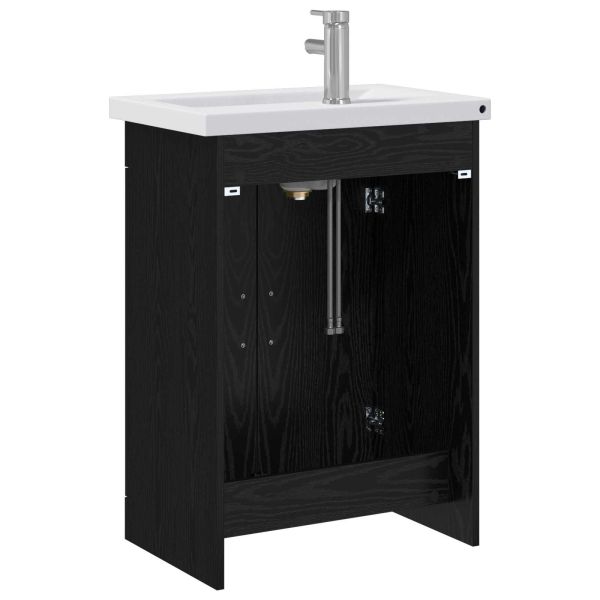 Комплект мебели за баня Черен дъб 61 x 40 x 84,5 см