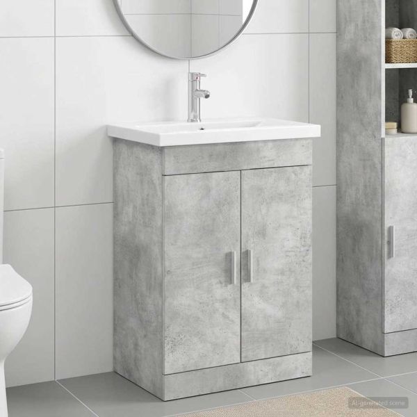 Комплект мебели за баня Бетонно сиво 61 x 40 x 84,5 см