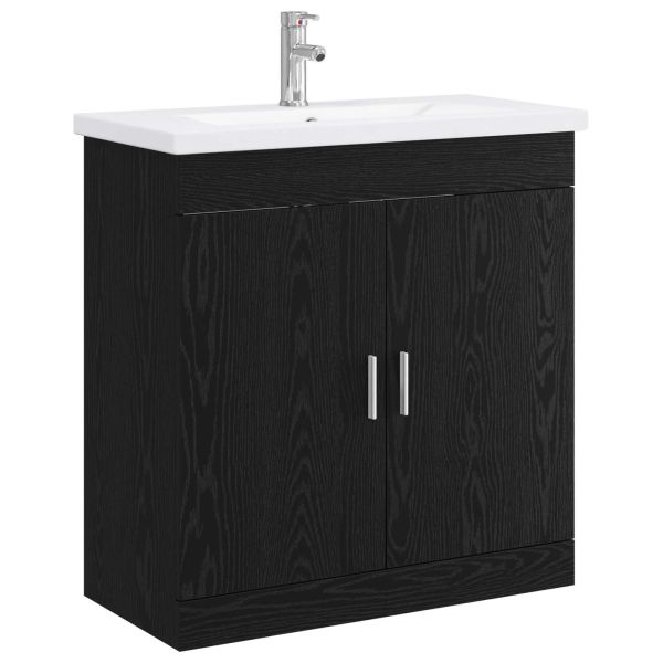 Комплект мебели за баня Черен дъб 81 x 40 x 84,5 см