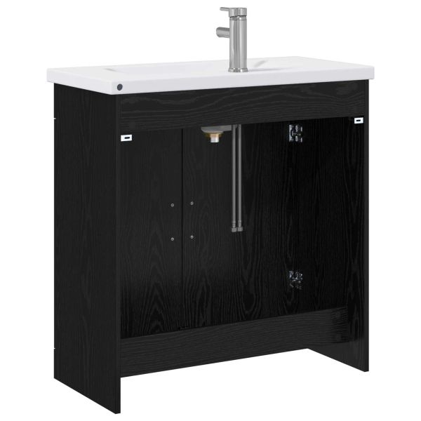 Комплект мебели за баня Черен дъб 81 x 40 x 84,5 см