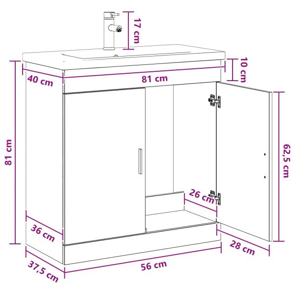 Комплект мебели за баня Опушен дъб 81 x 40 x 84,5 см